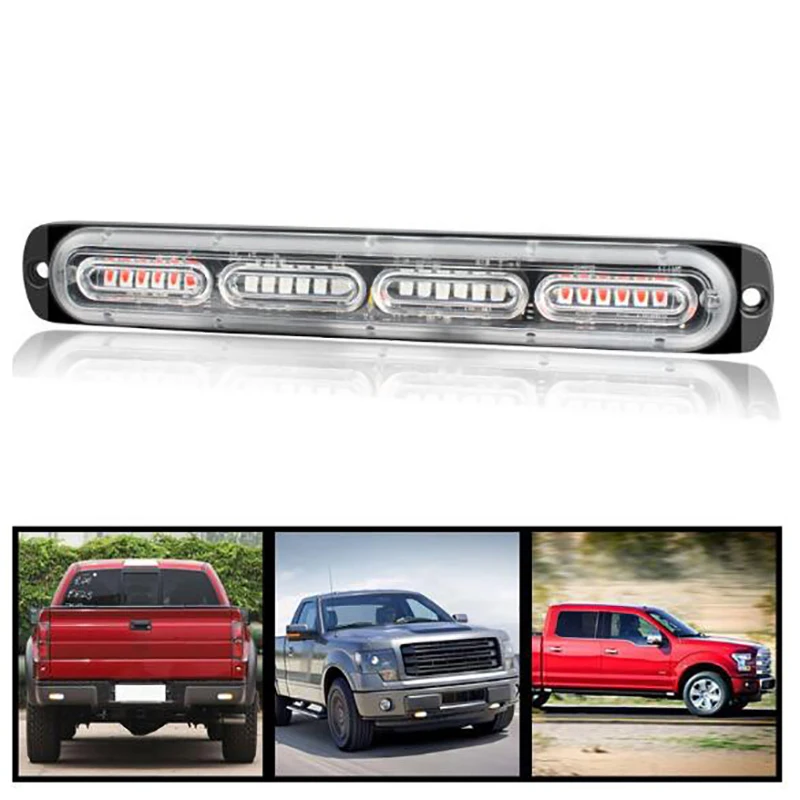 

20211x White/Amber 24 LED Car Auto Emergency Warning Hazard Flash Strobe Light Bar Ultra-thin flashing light Motorcycle 24V