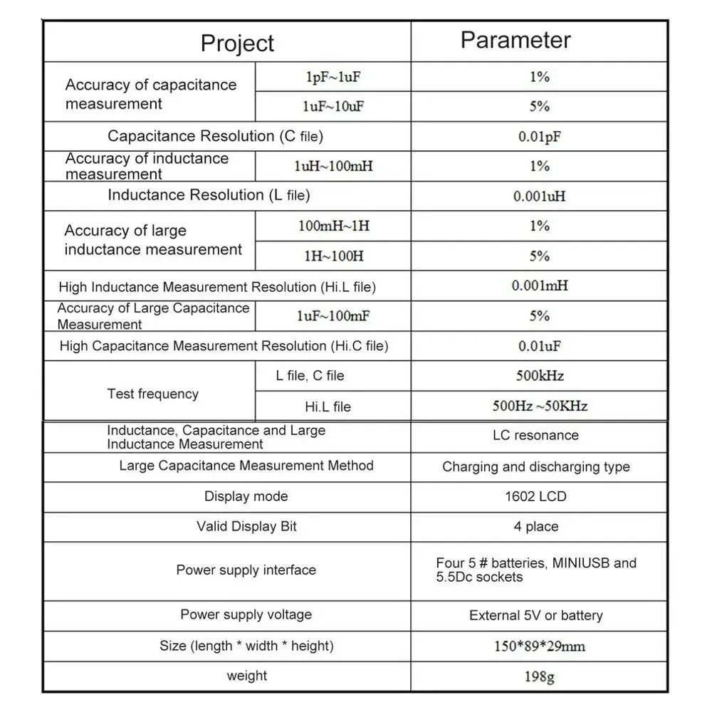 Цифровой ЖК дисплей постоянной ёмкости универсальный Конденсатор измеритель LC