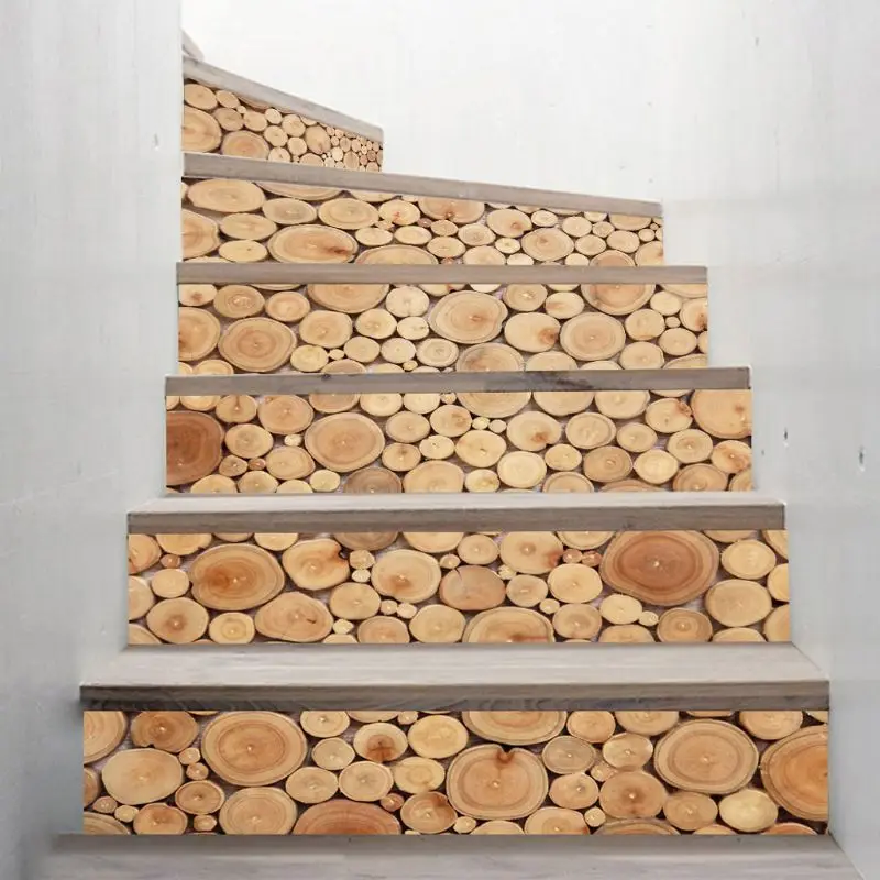 6 шт./компл. 3D деревянный блок лестница Riser пол Стикеры самоклеющиеся DIY