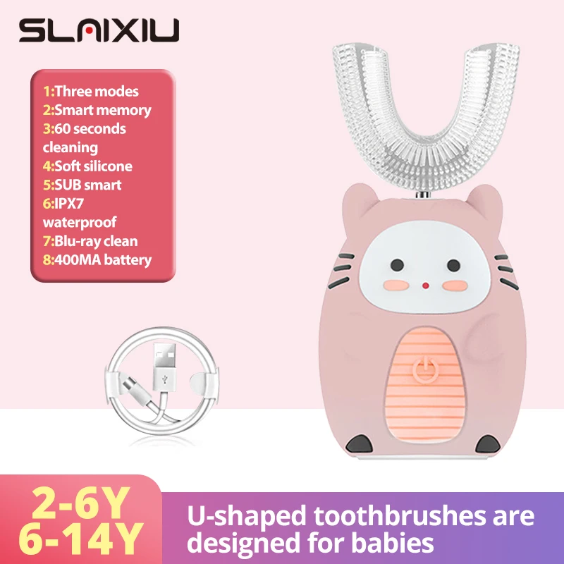 

Smart 360 Degrees Baby Kids Electric Toothbrush Silicon Automatic Ultrasonic Teeth Tooth Brush Cartoon Pattern Children NO BPA