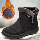 Пара, женские ботинки для снега, теплые и пушистые водонепроницаемые ботинки для снега, хлопковая обувь средней длины, женские зимние теплые водонепроницаемые ботинки