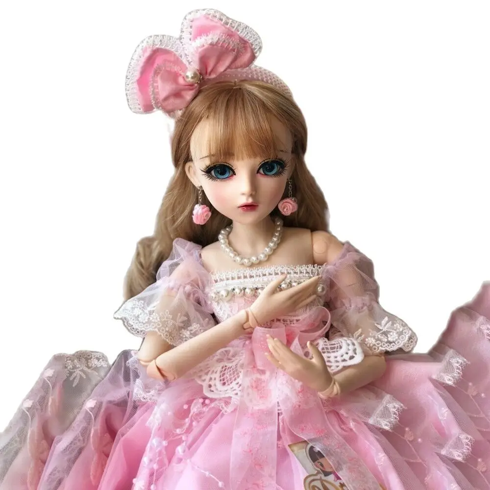

60cm BJD Doll 1/3 Ball Jointed Female Body Girl with Free Face Makeup Removable Eyes Wigs Clothes Shoes Full Set Outfit