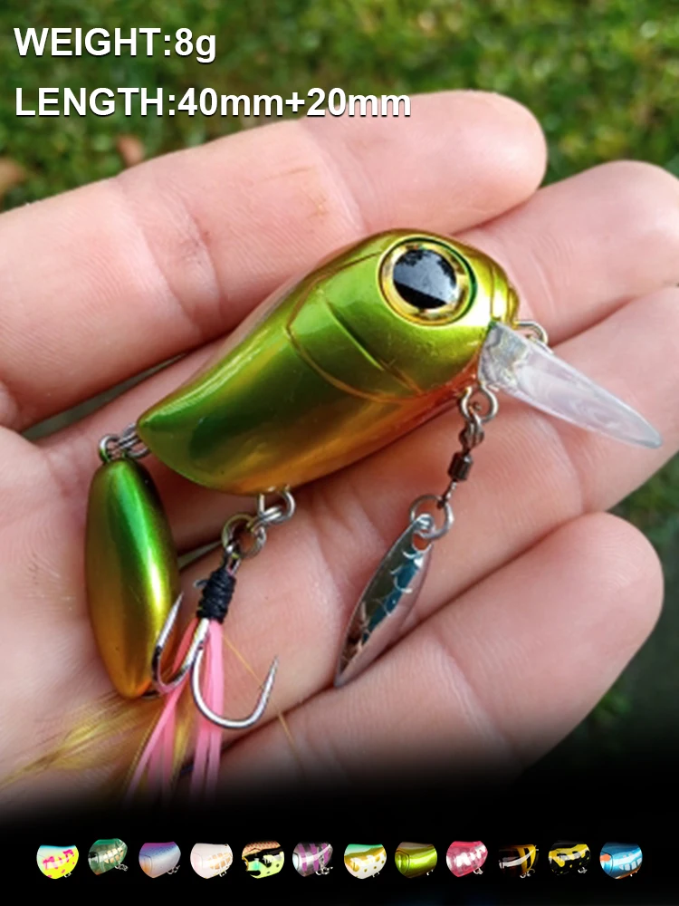 

Mini Floating Fishing Bass Lure Artificial Hard Bait Crankbait Wobblers with Spoon Resin Bait Fishing Tackle Accessories