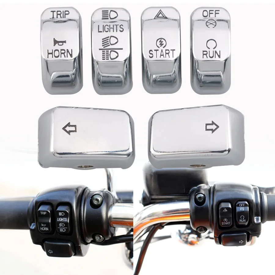 

Motorcycle Handlebar Controls Accessories Chrome Switch Caps Button Cover For Harley 14-Up XL 12-17 Dyna 11-15 Softail Models