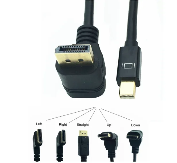 

DisplayPort To Mini DisplayPort 90 Degree Up & Down & Left & Right Angled Cable DP Mini DP Thunderbolt Convert 2K*4K@60Hz 30cm