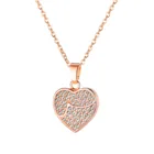 Cyue модные 316L из нержавеющей стали ожерелье цепочка из розового подвеской любящее сердце, браслеты с подвесками с проложить AAA CZ для женщин и девушек ювелирные изделия