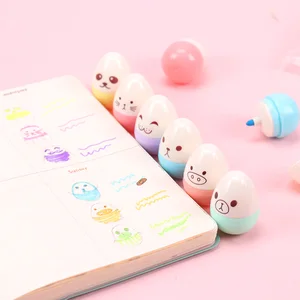 6 шт., милая флуоресцентная ручка-маркер в виде яйца, для школы, корейские Канцтовары