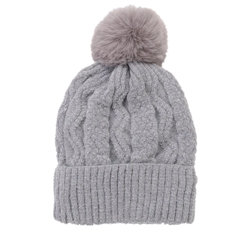 Женская осенне-зимняя новая модная мягкая вязаная шапка из синели с флисовой