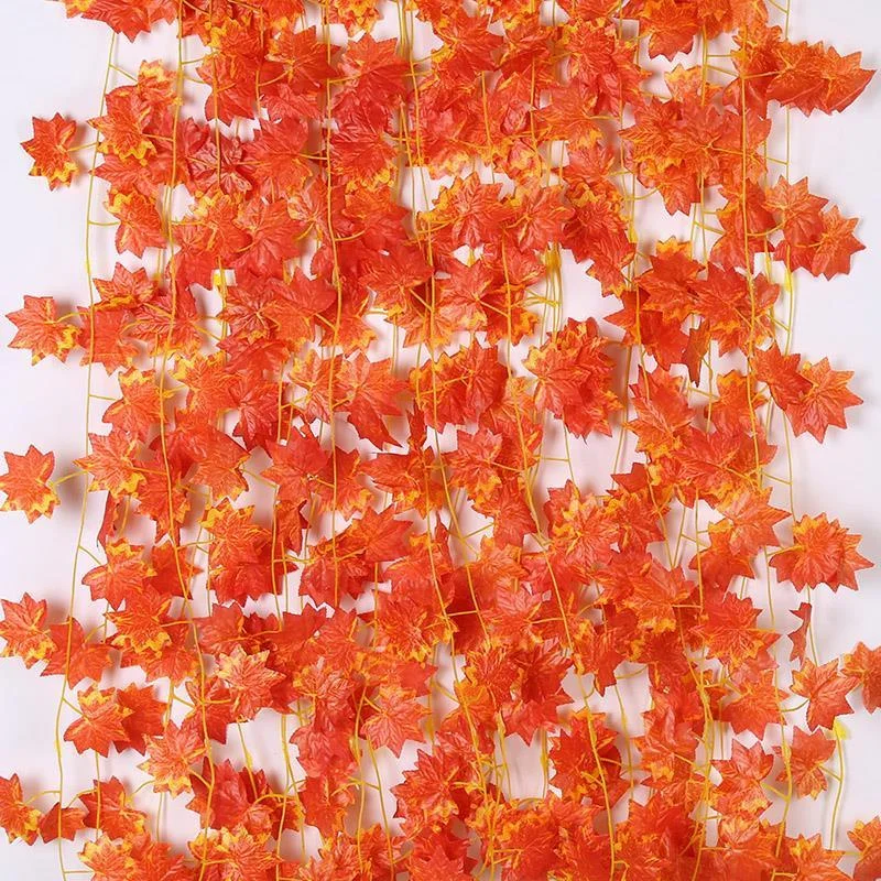 

1/2/5Pc 2.4M Artificial Vine Red Maple Leaf Fake Garland Plant Foliage String Christmas Garden For Wedding Party Home Decoration