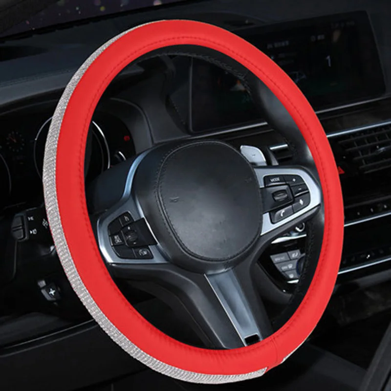 Bling чехол рулевого колеса автомобиля 38 см блестящие стразы+ белый для девушки леди Женщины