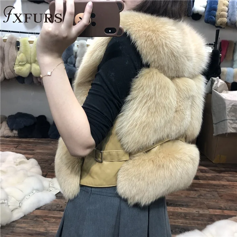 Новинка 2020 женский жилет из натурального Лисьего меха FXFURS модные меховые