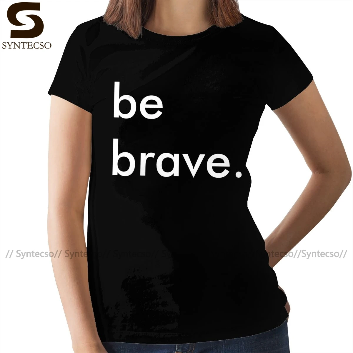 Футболка с рисунком воина Be Brave женская черная футболка уличный стиль Хлопковая