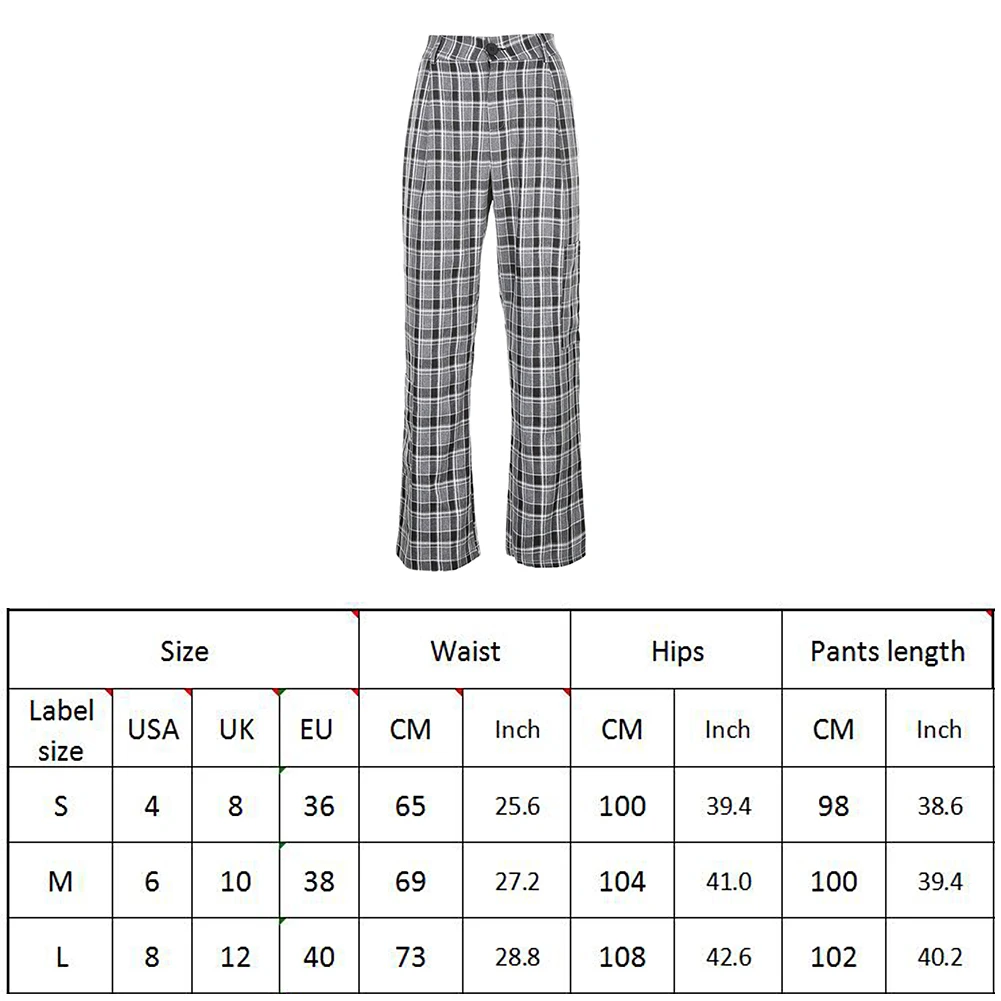 

Y2k Harajuku Plaid Pants Straight Vintage Elastic Waist Sweatpants Women High Waist Casual Female Korean Trousers E Girl Clothes