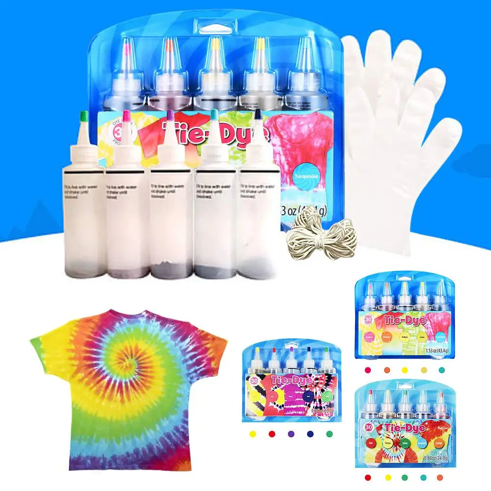 5Colors Tie Dye Kit DIY Garment Graffiti Fabric Textile Paint Arts Clothes Non-toxic Cotton Linen Clothing Dyes Tool |