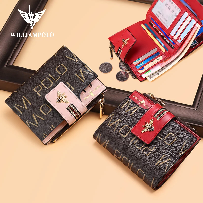 Кошелек WILLIAMPOLO короткий женский модный бумажник с маленькой Пчелкой из ПВХ