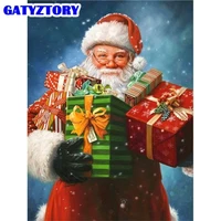 gatyztory diy oil painting by numbers santa claus paint canvas picture hand painted pictures christmas scenery modern home decor