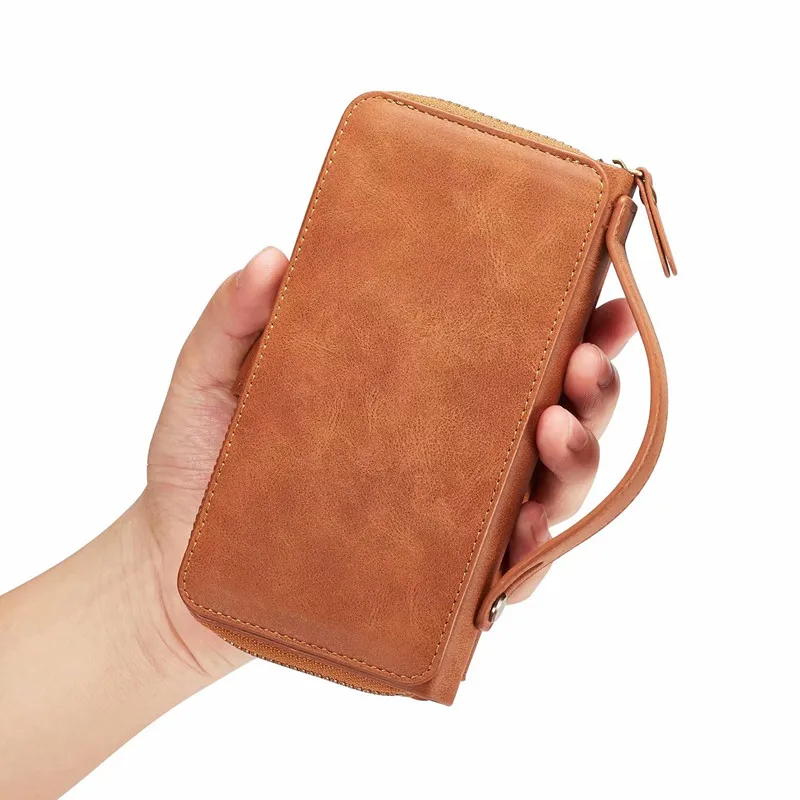 

Luxury Wallet Case For iPhone X 8 7 Plus 5S 6S 6 cover For iPhone 11 Pro Max Xs XR Detachable Zipper Magnetic Case Flip Cover