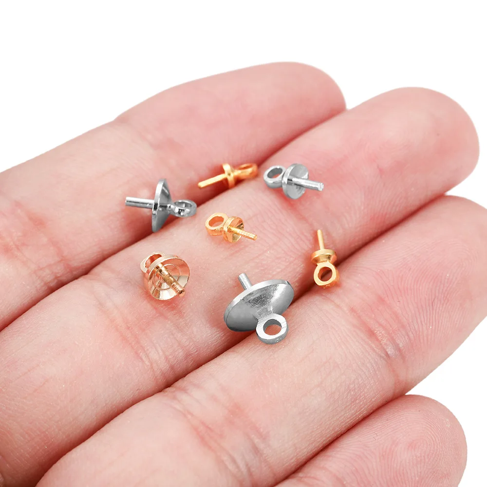 

50-100PCS DIY Jewelry Findings Metal Bail Connectors Pendant Beads Cap For Pearl Crystal Bead DIY Making