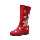 Женские ботинки до середины икры YourSeason, удобные осенне-зимние ботинки на скрытой танкетке с китайской вышивкой