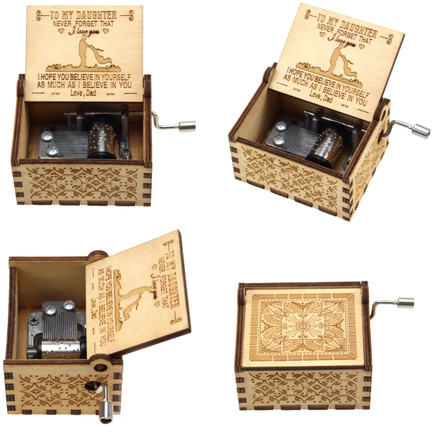 Горячая Распродажа деревянная музыкальная шкатулка в античном стиле с резьбой