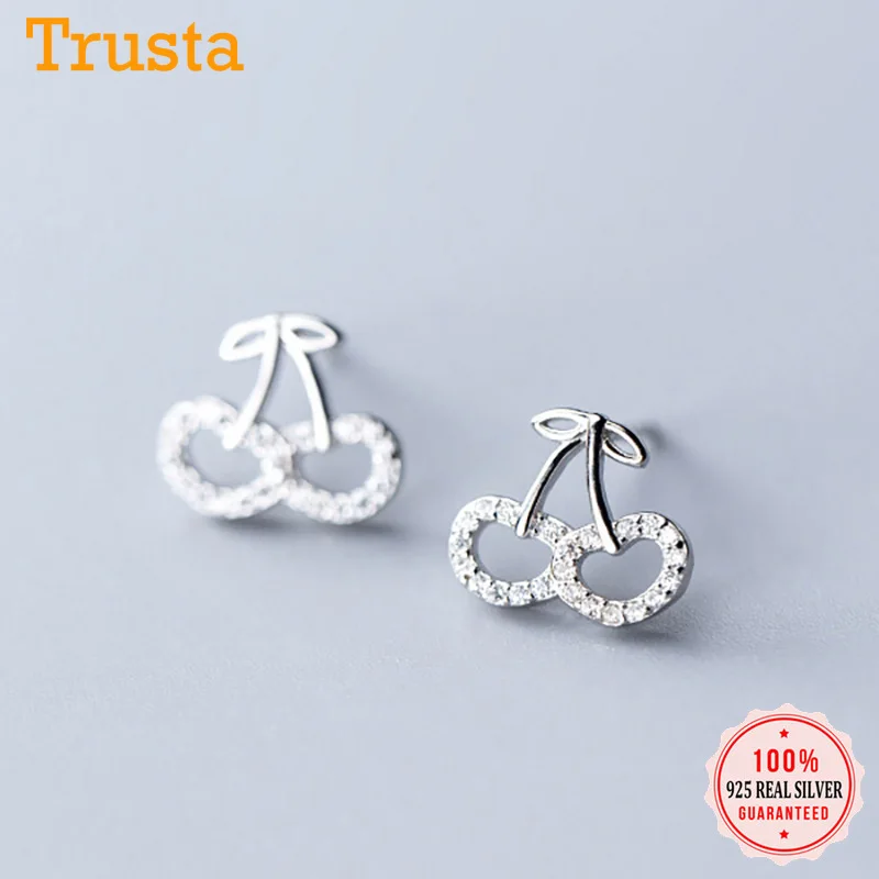 Trusta 925 пробы серебряные модные милые миниатюрные симметричные 5 мм X 5 мм красные серьги-гвоздики в виде яблока подарок для школьниц, детей, леди DS605