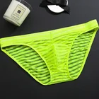 Новинка Модные мужские брифы в полоску ультратонкие прозрачные эластичные пикантные Трусы из вискозы ультратонкое и Крутое нижнее белье