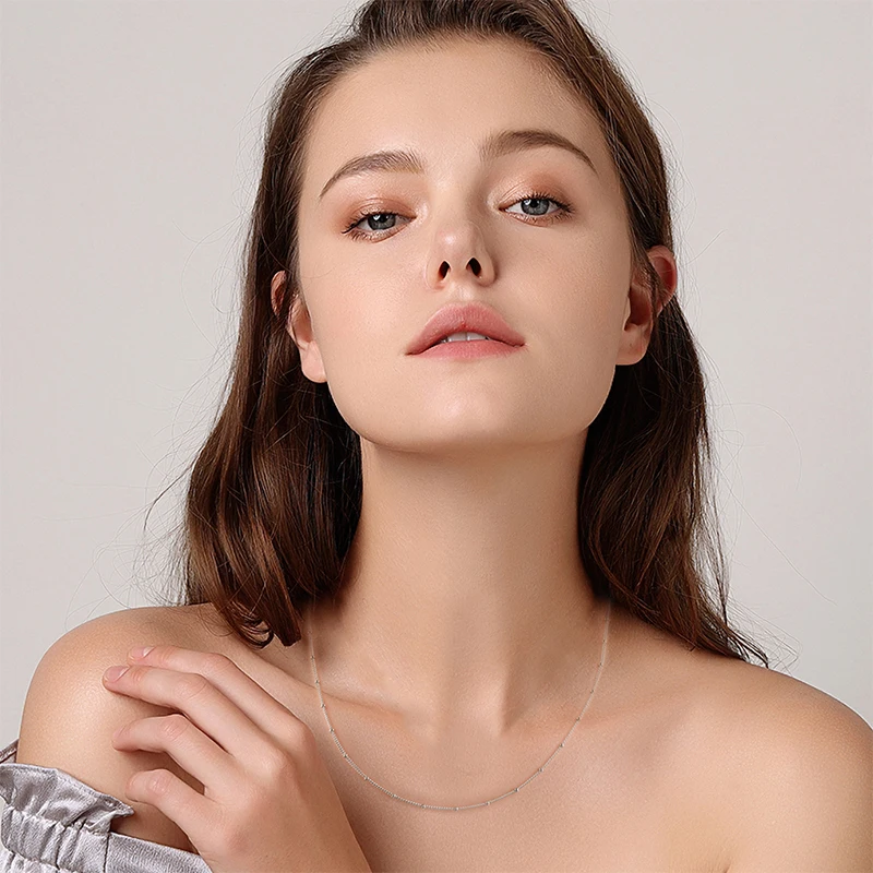 Подлинное Серебро 925 Пробы Колье серебряное ожерелье из бисера цепочка модные