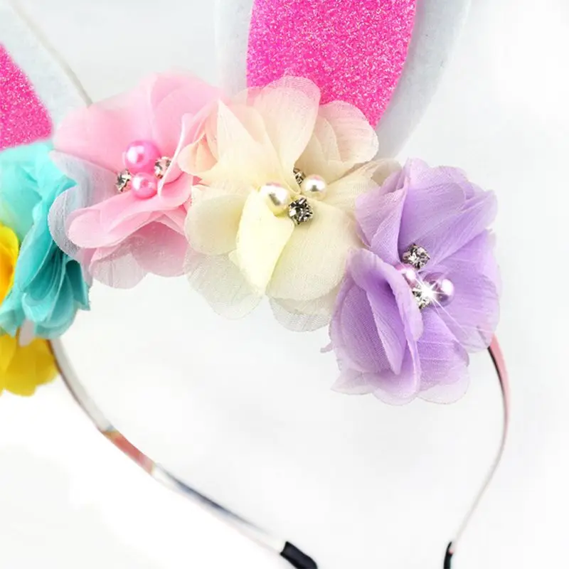 Весенняя Пасхальная повязка на голову в виде кролика с цветами|Аксессуары для