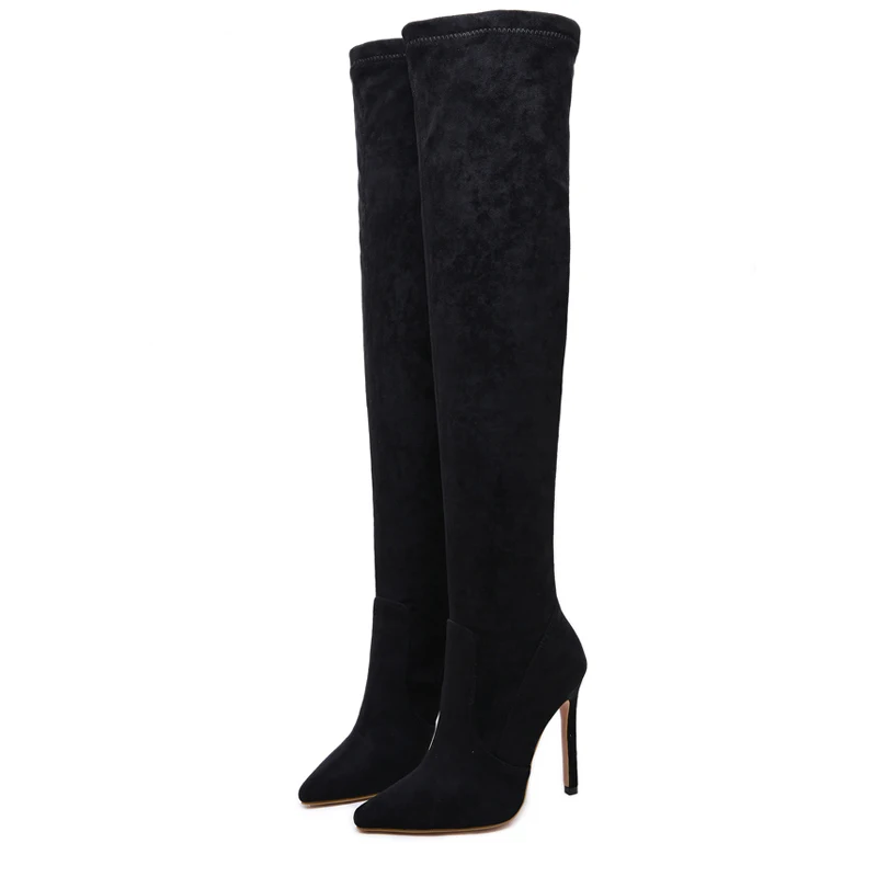 sexy boots Women Thigh High Boots Fashion Suede Leather Heels red long Female Over The Knee Shoes LJA906 |