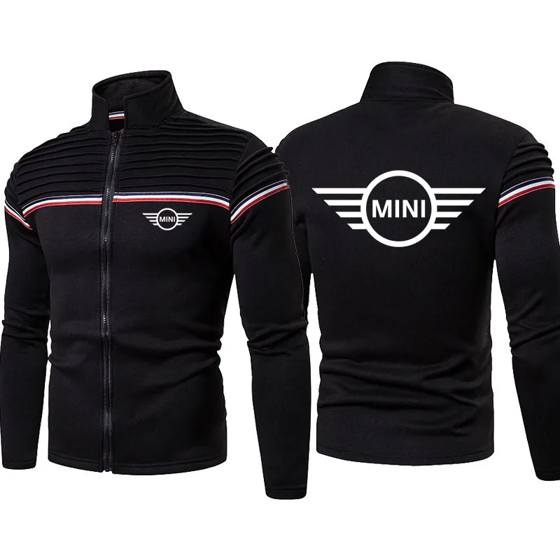 

Mini car logo Print Fashion casual Men's zipper jacket Hip Hop cotton high quality Men's clothing Wrinkled shoulder jacket
