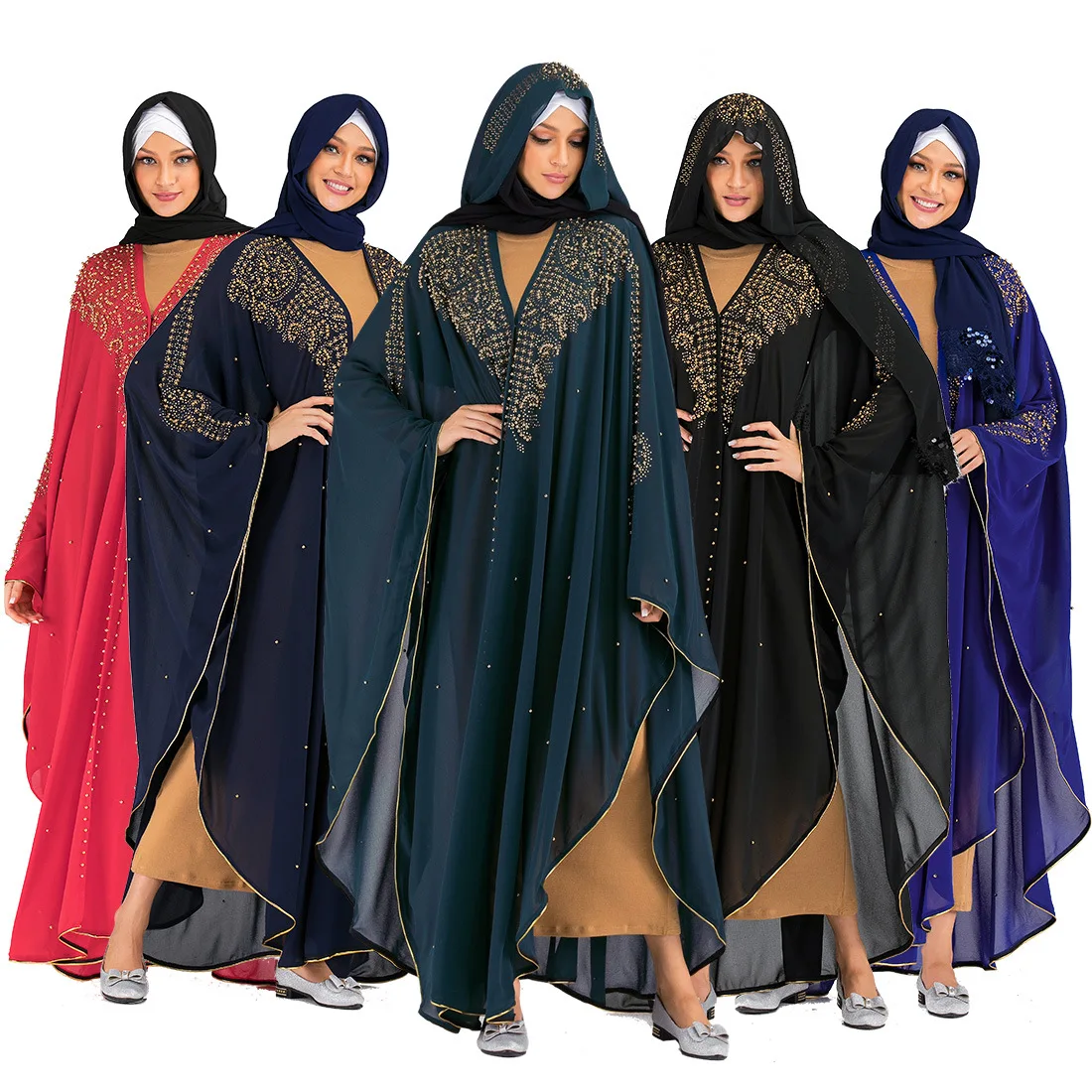 Мусульманская абайя, горячий бриллиант, элегантное модное цветочное Свободное платье, женское платье, мусульманский хиджаб, платье, кимоно