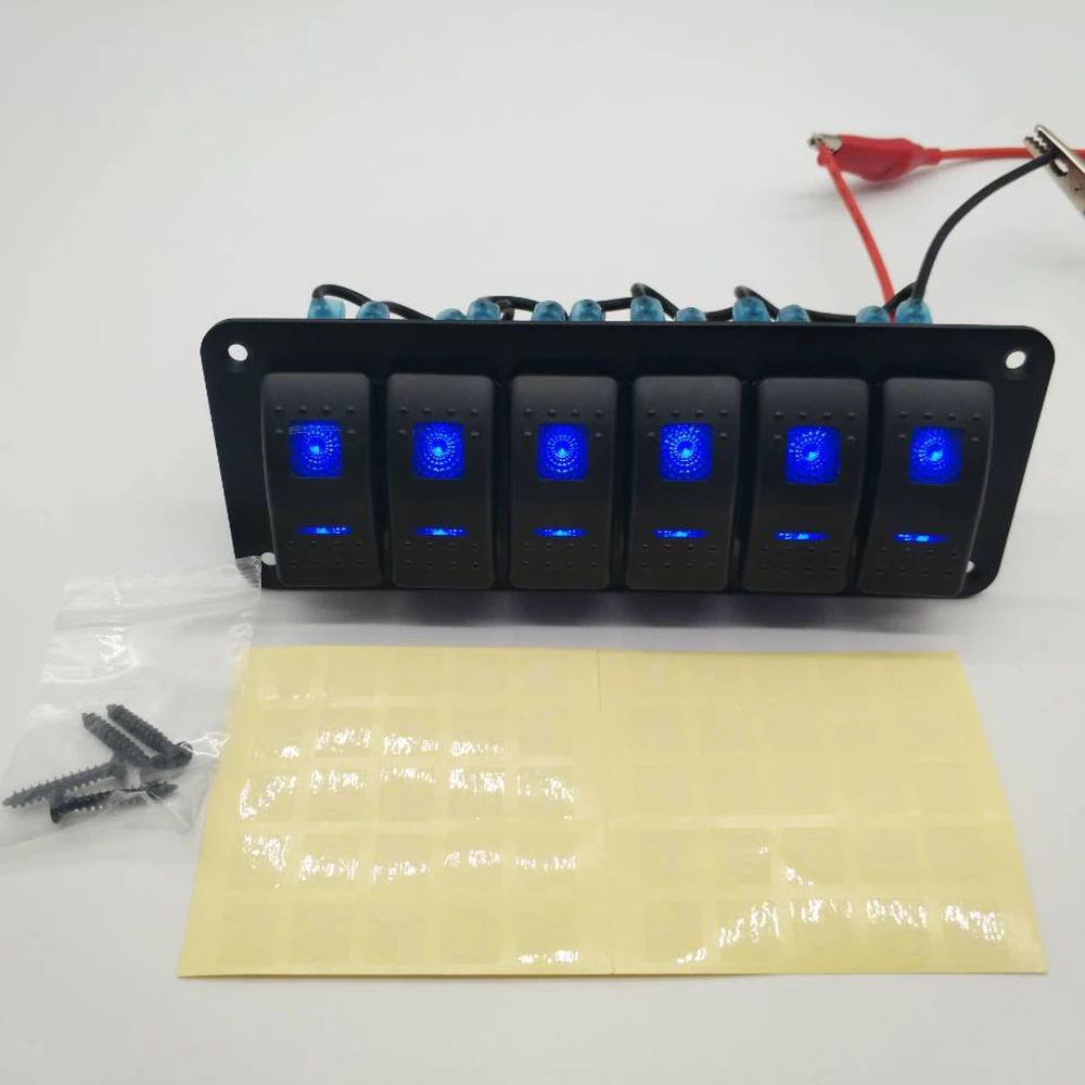 Новый автомобильный морской катер 12/24 в 6 клавиш Синий светодиодный