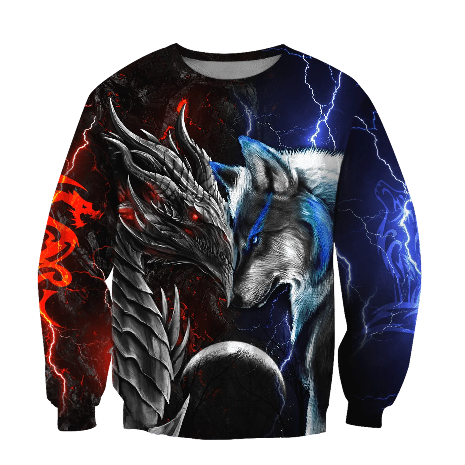 

Dragon And Wolf Animal 3D All Print Size XS-7XL Hoodie Man Women Harajuku Outwear Zipper Pullover Sweatshirt Casual Unisex