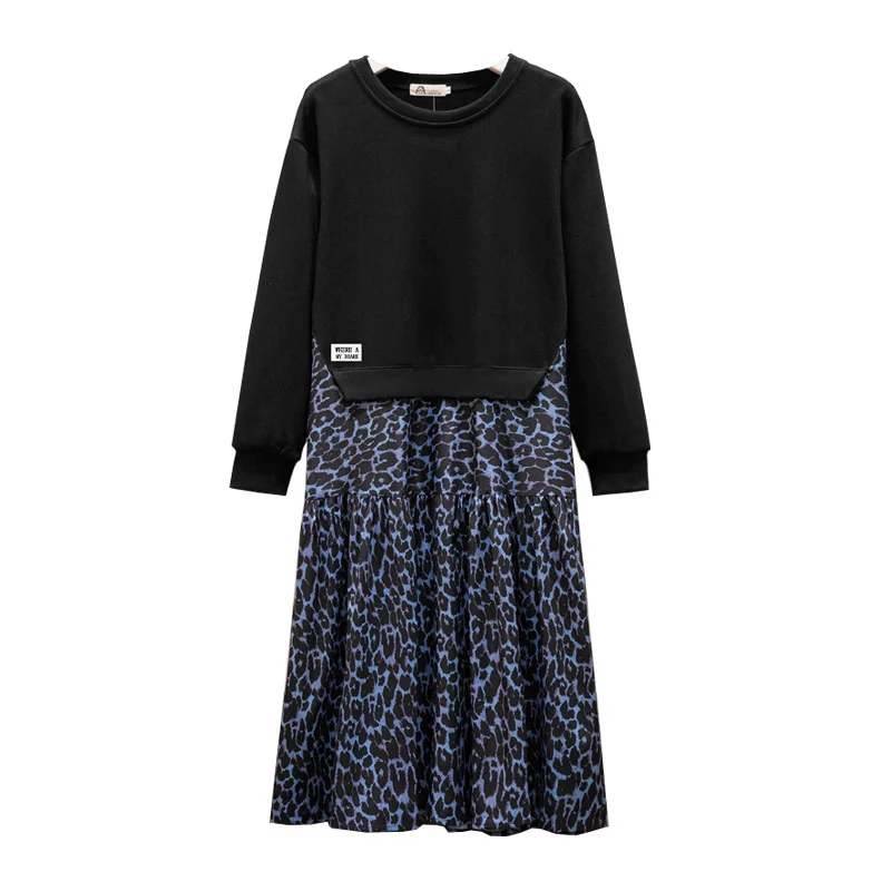 Платье большого размера платье для Ленивец прикрывающее живот с круглым вырезом