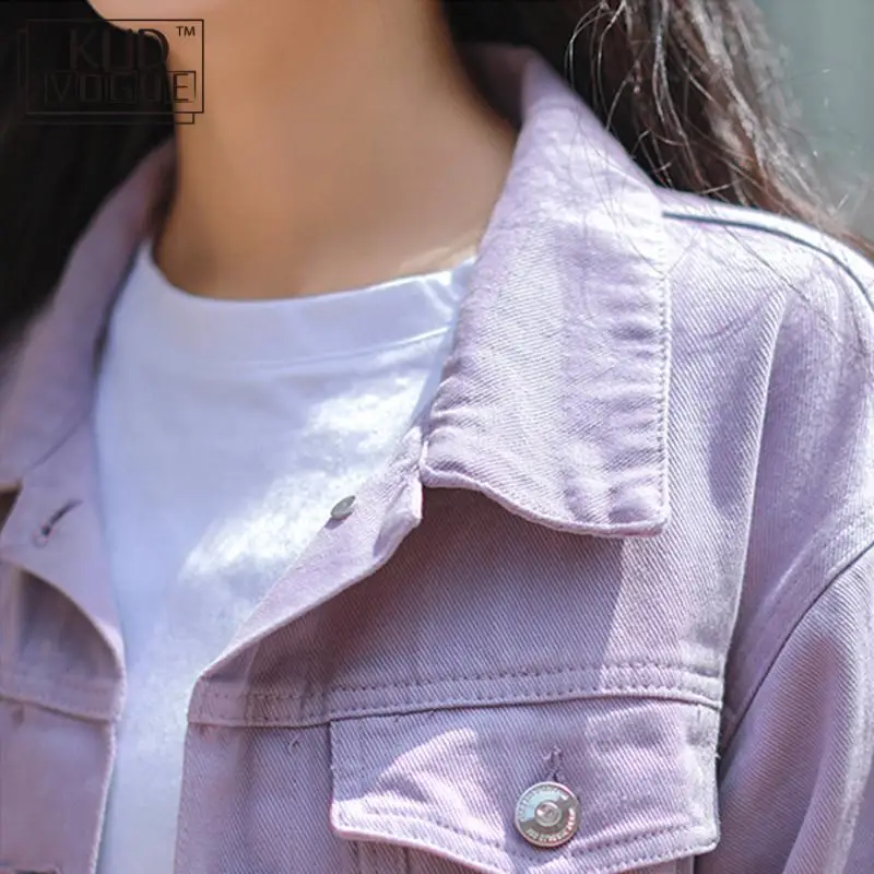 Женская джинсовая куртка желтая фиолетовая белая и пальто женская повседневная