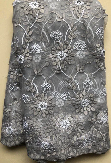 Французская кружевная ткань сиреневая бисерная африканская 2021