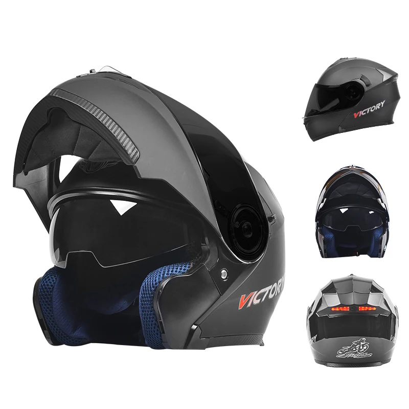 

2021 Professional Racing Helmet Dual Lens Motorcycle Helmet Full Face Helmets Casco Capacete Casque Moto Helmet Intelligent LED