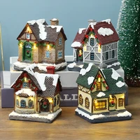 christmas decoration led luminous hut village house building resin home display party ornament holiday gift home decor ornaments