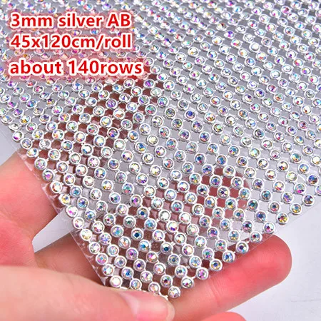 45x12 0 см/рулон стразы Хрустальный лист Ab цветная Золотая отделка алюминиевая