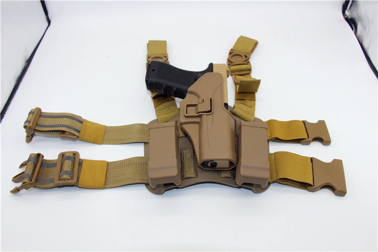 CQC Glock 17 ножная кобура тактическая CS игры на открытом воздухе Быстрый ничья кобура w/подсумок для Glock 17 19 22 23 31 32