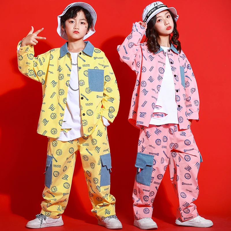 

Jazz Costume For Girls Boys Print Shirt Pants Children'S Dance Clothes Kids Hip Hop Dancing Clothes Street Dance Outfits SL5891