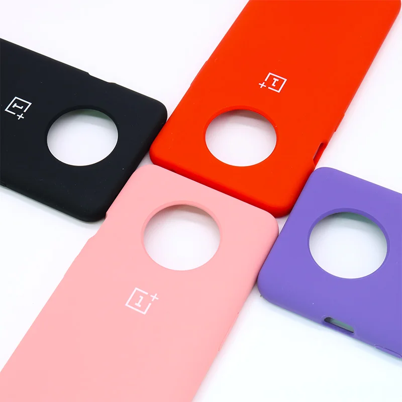 Оригинальный жидкий силиконовый чехол Oneplus 7T Мягкий защитный шелковистый