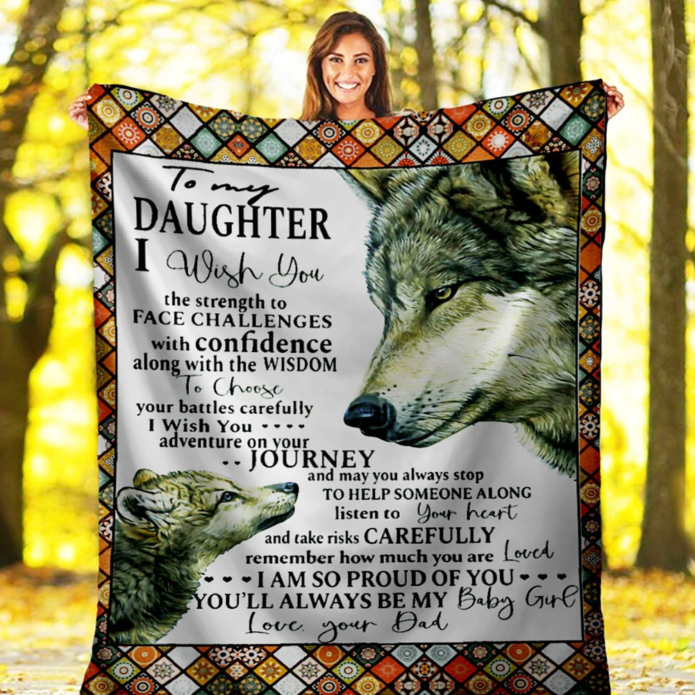 

Letter Printed Blanket To My Daughter Letter Printed Quilts Dad Air Mail Blanket Flannel Blanket Gifts Home Decoration