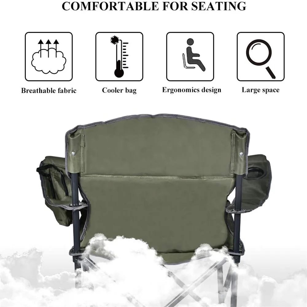 저렴한 쿨러 가방 접이식 캠핑 의자와 휴대용 대형 낚시 의자 스틸 프레임 축소 지원 350 파운드 순 중량 11lbs