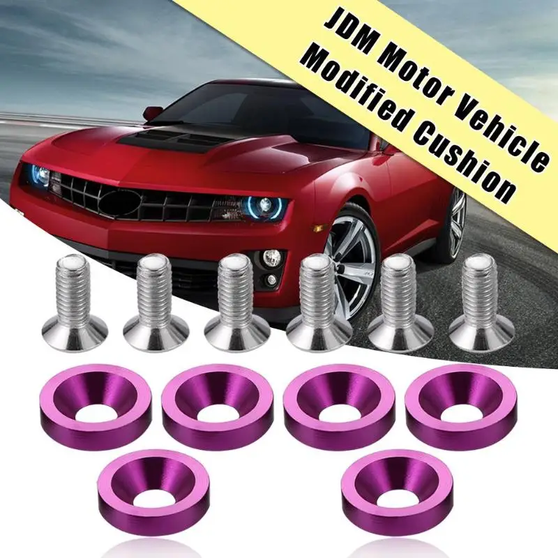 6x JDM автомобиль модифицированные шестигранные крепежные детали молоток для правки крыльев двигателя вогнутые винты номерные знаки шайбы алюминиевые болты M8 Прямая