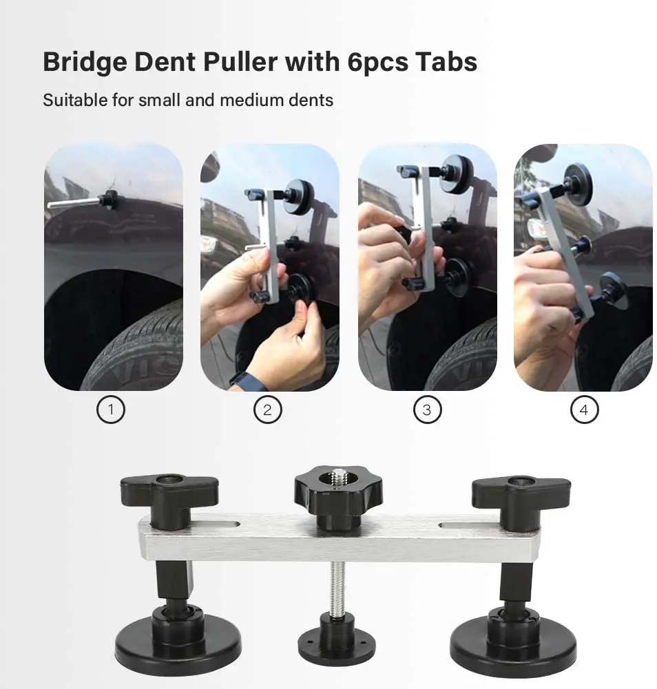 melhor 12 Pçs Kit De Ferramentas Remoção Paintless Dent Corpo Automático Pistola Cola Dent Levantador Ponte Extrator Conjunto Para Danos Causados Por Granizo Do Carro E Reparação