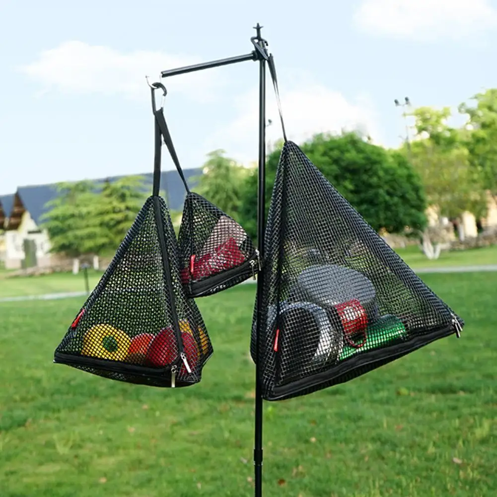 

Outdoor Drying Net Bag PVC Triangle Foldable Grid Drain Breathable with Hook Camping Home Picnic RV Hanging Dry Storage Bag