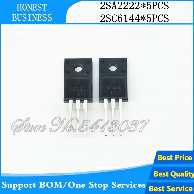 10 шт./лот Новый 2SA2222 и 2SC6144 TO 220F (5 x A2222 + 5 C6144) силиконовый PNP транзистор