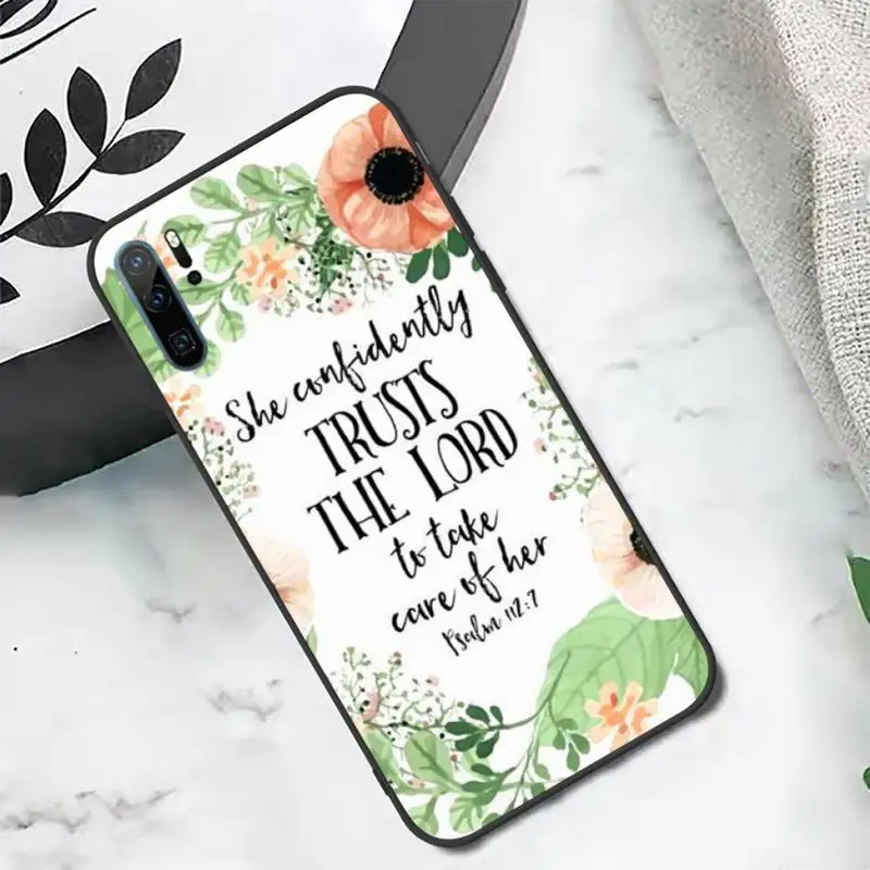 

Bible verse Quotes art pattern Phone Case For Huawei honor Mate P 10 20 30 40 i 9 8 pro x Lite smart 2019 nova 5t luxury design