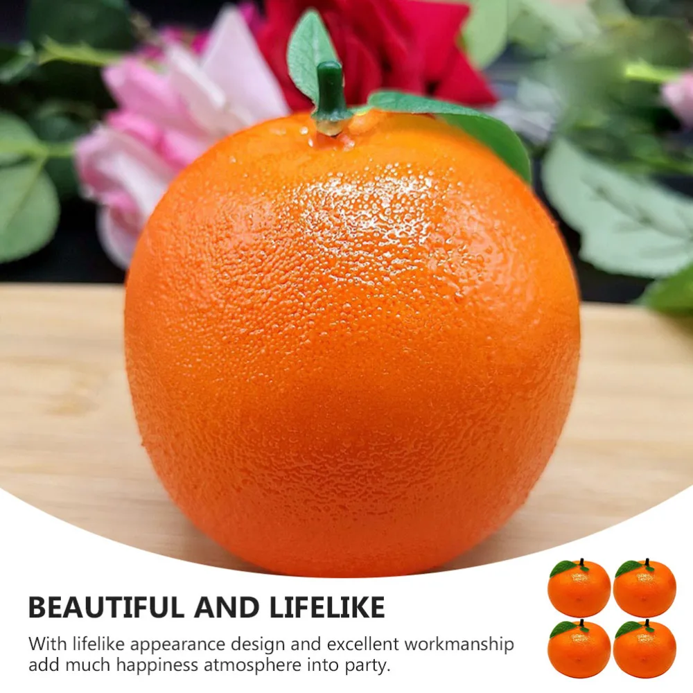 

4 Pcs Simulation Tangerine Model Desktop Adornment Fake Oranges with Leaves